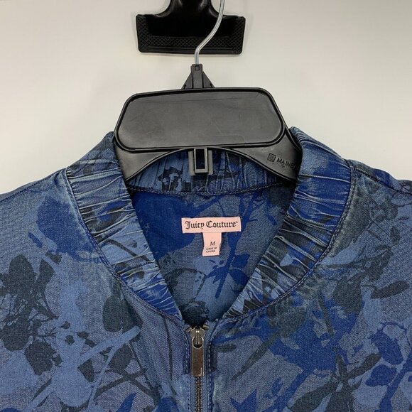 Juicy Couture Jacket Blue Camo Full Zip Front Lyocell - Picture 3 of 11